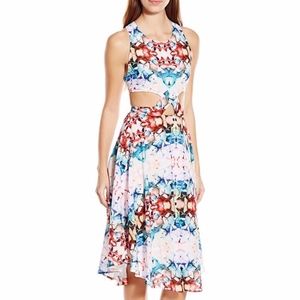 6 SHORE ROAD FLORAL DIVERS CUT OUT MIDI DRESS XS
